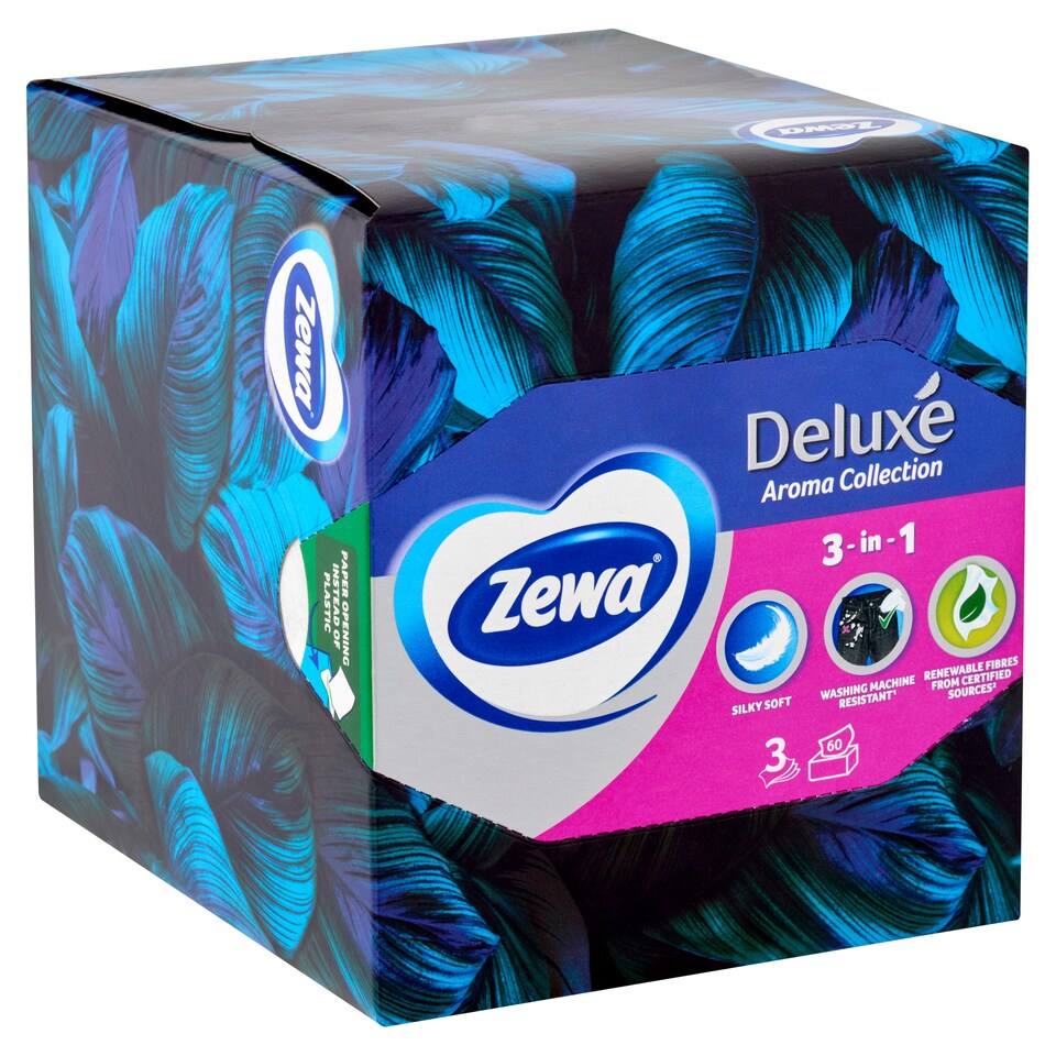 Zewa Deluxe Aroma Collection dobozos illatosított papír zsebkendő 3 rétegű 60 db  1. kép