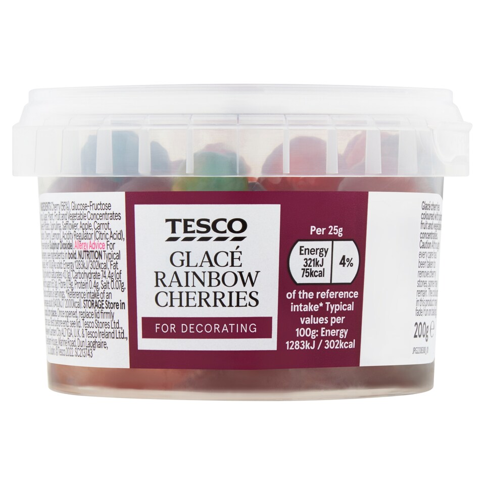 Tesco Glace Rainbow Cherries 200G