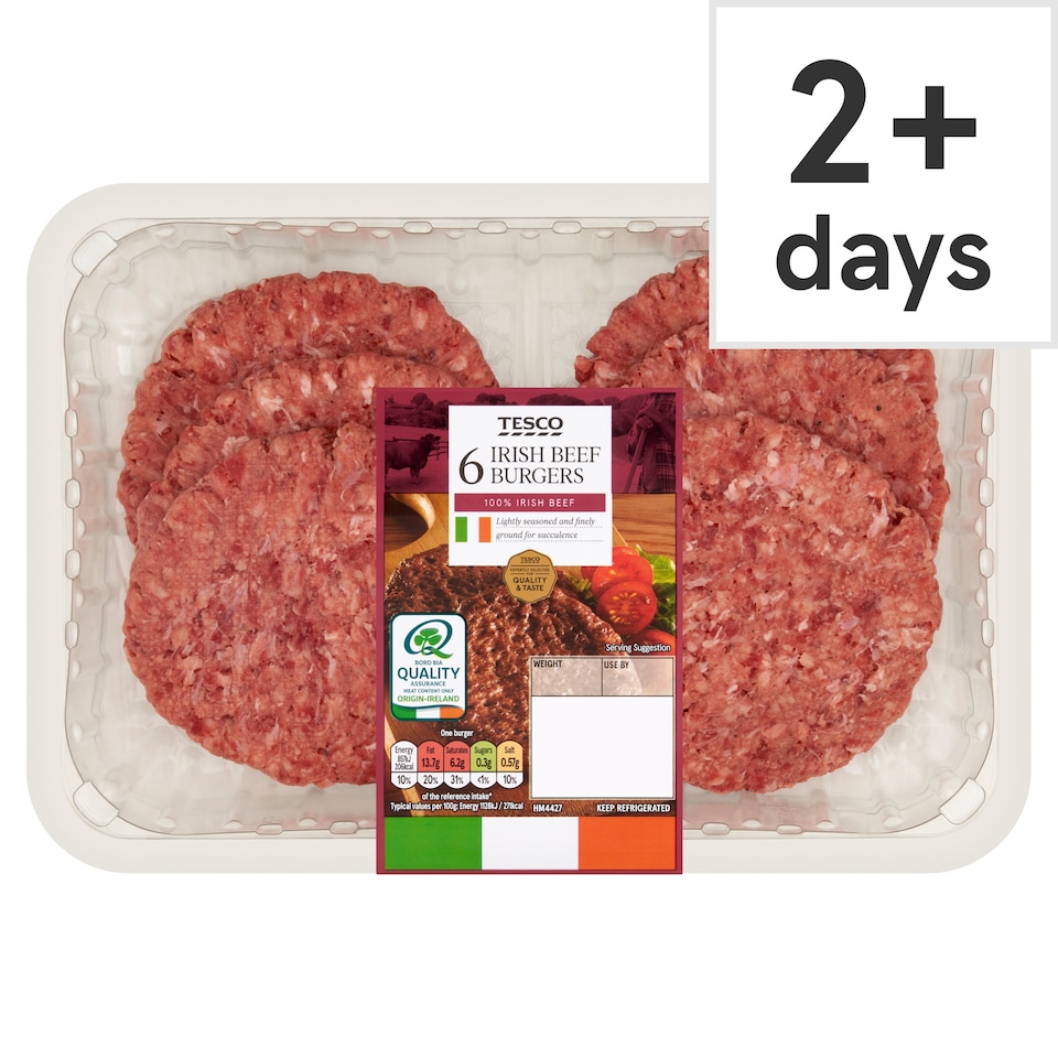Tesco Irish Beef Burgers 600G