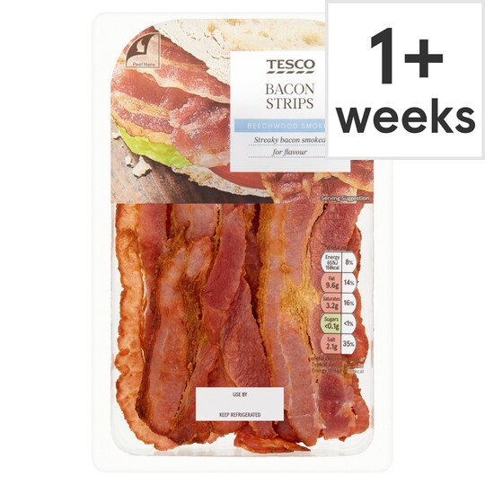 Tesco Cooked Smoked Bacon Strips 70G Tesco Groceries