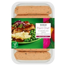 Tesco Plant Chef Caramelised Onion Meat Free Bangers 350G