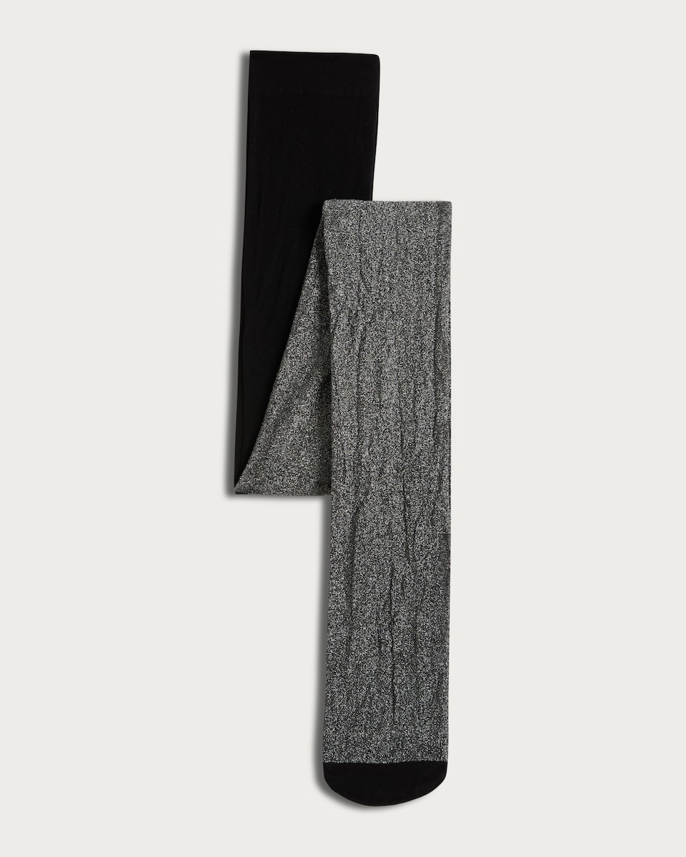 image 1 of F&F Lurex Sparkle Tights in Black
