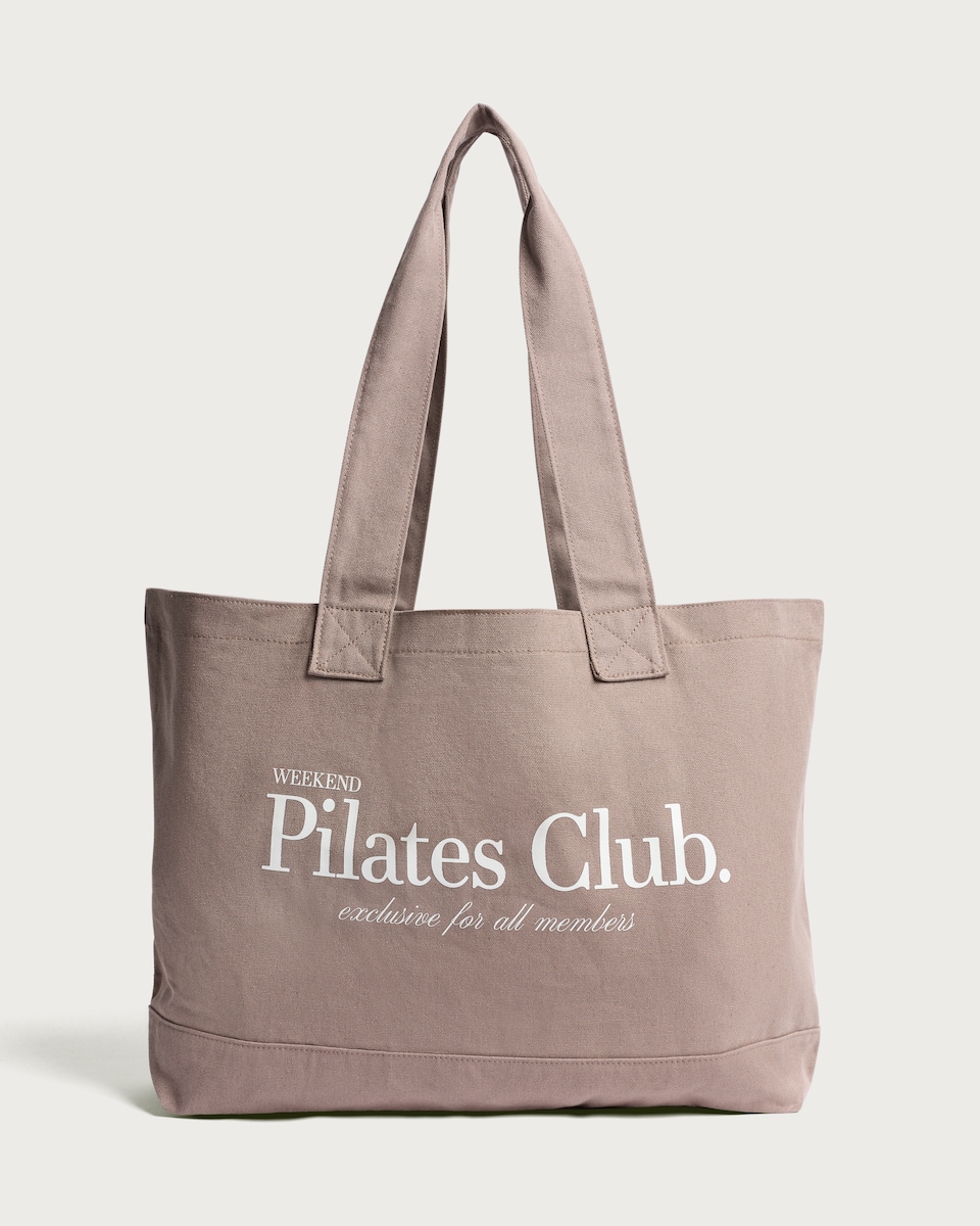image 1 of F&F Active Weekend Pilates Club Tote Bag in Dark Nude