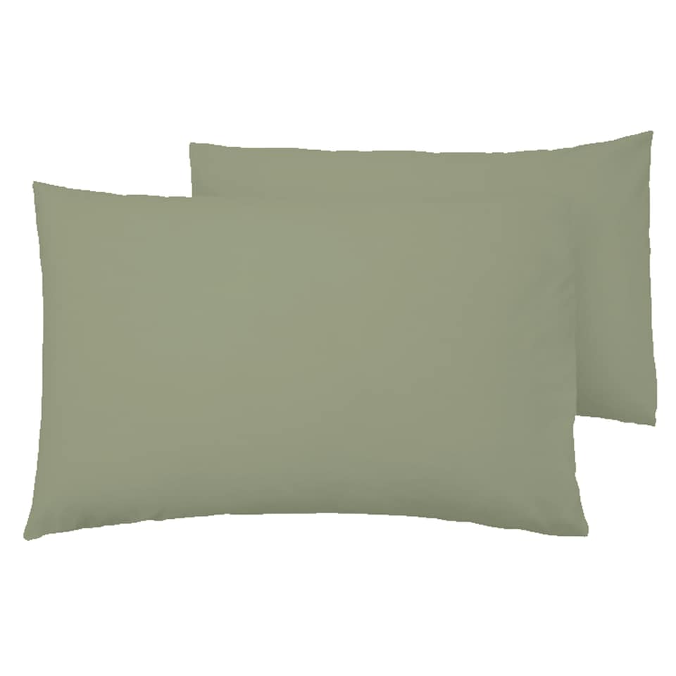 F&F Home Bedding Poly Cotton Green Housewife Pillow Case Pair
