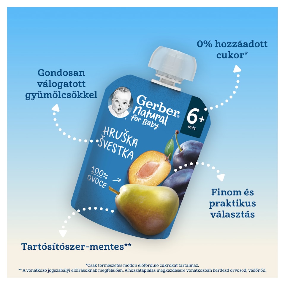 image 1 of Gerber Pear-Plum Fruit Puree for 6 Months+ 90 g