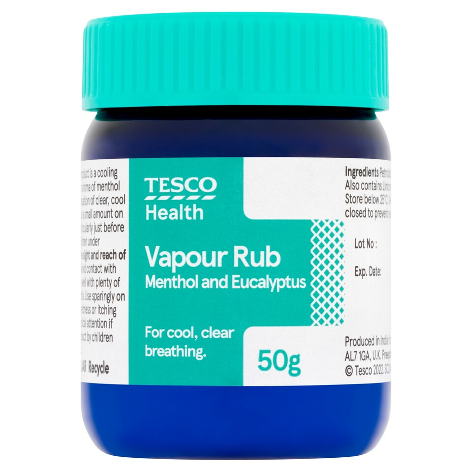 Tesco Health Adult Vapour Rub - Menthol, Eucalyptus 50g
