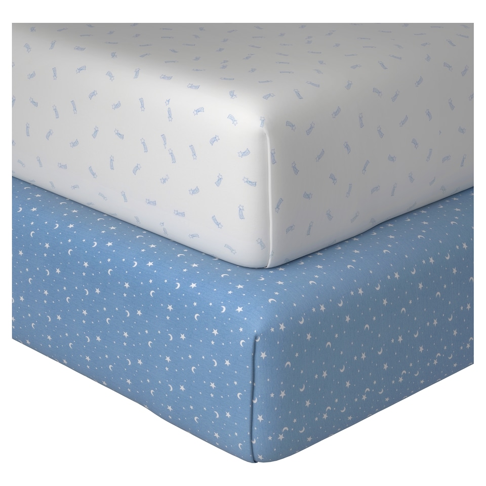 F&F Home Star Gazer Fitted Sheets Cotbed 2PK