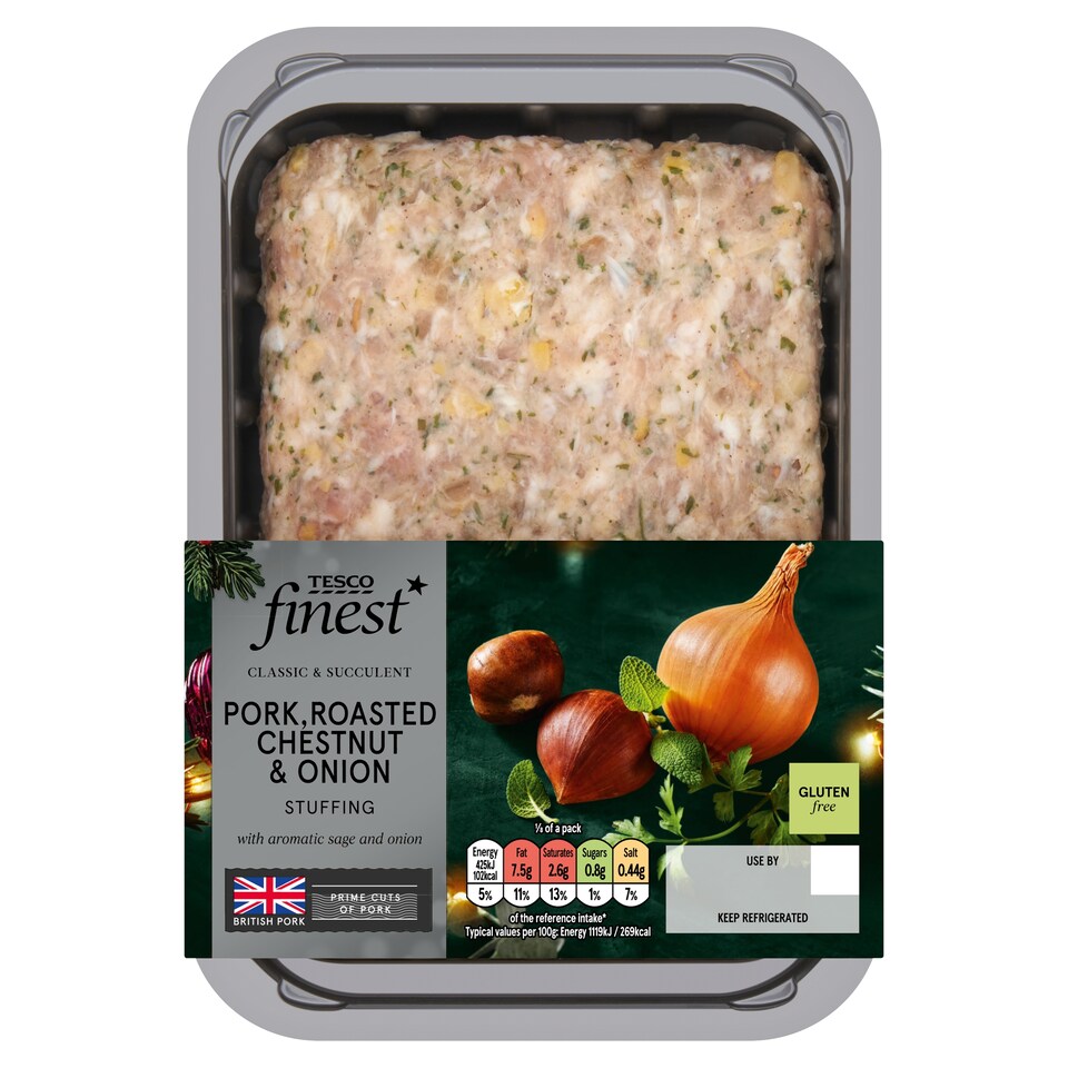 Tesco Finest Pork Roasted Chestnut Onion Stuffing 350G
