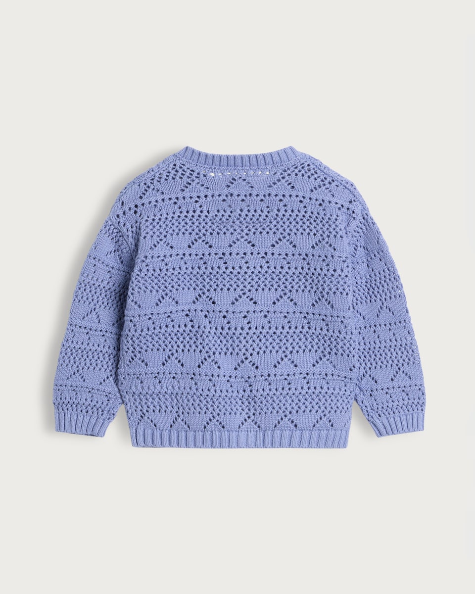 image 1 of F&F Baby Pure Cotton Pointelle Knitted Cardigan in Blue