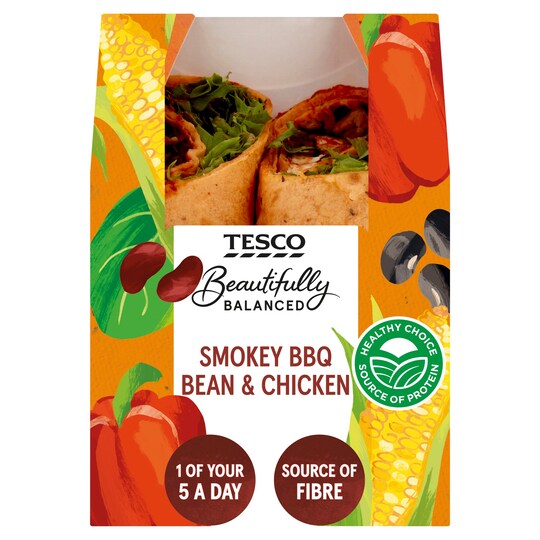 Tesco Beautifully Balanced Smokey Bbq Bean & Chicken Wrap Tesco Groceries