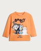 image 4 of Bluey Pure Cotton Booey Slogan Long Sleeved Top in Orange