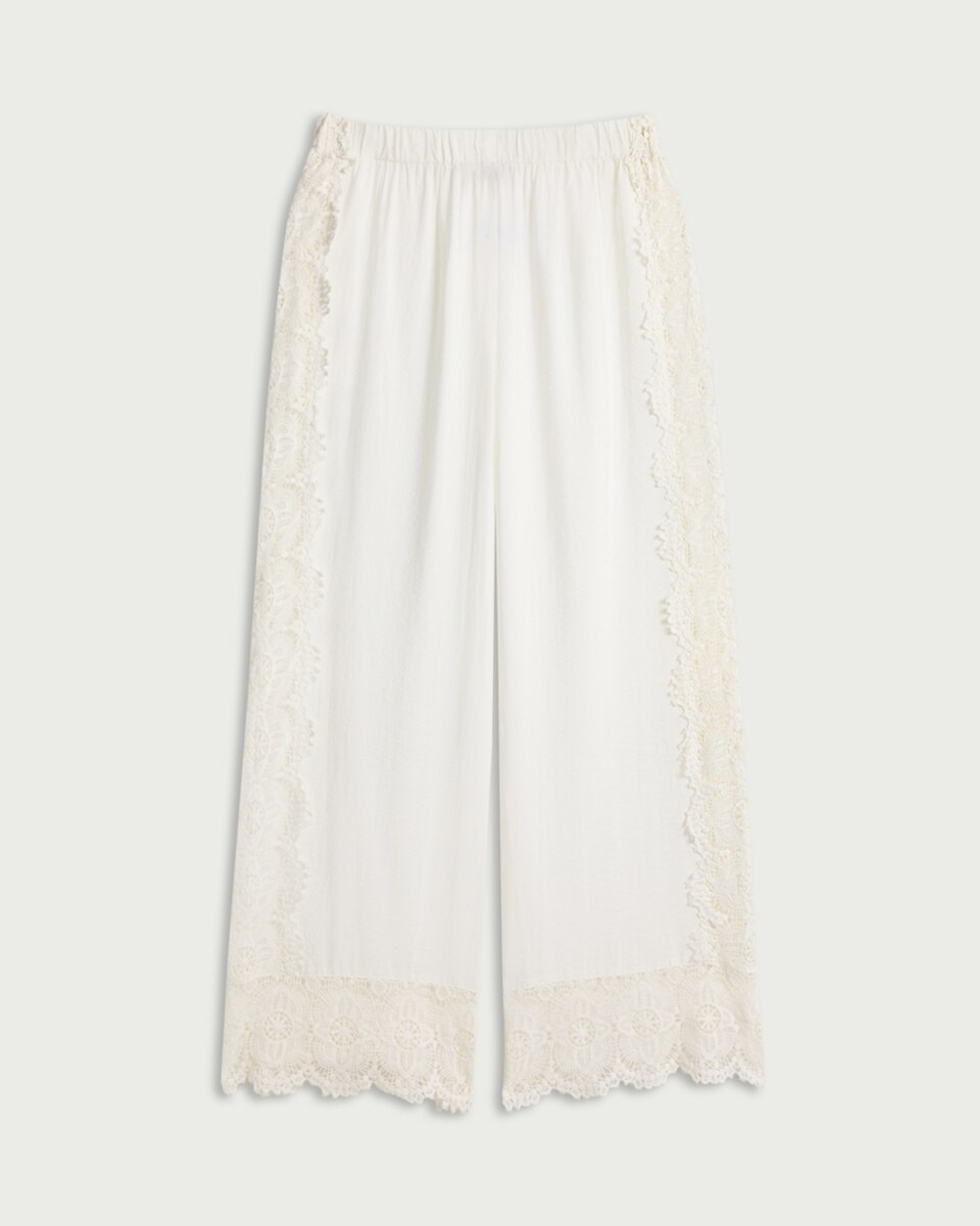 image 1 of F&F Floral Co-ord Beach Trousers in White