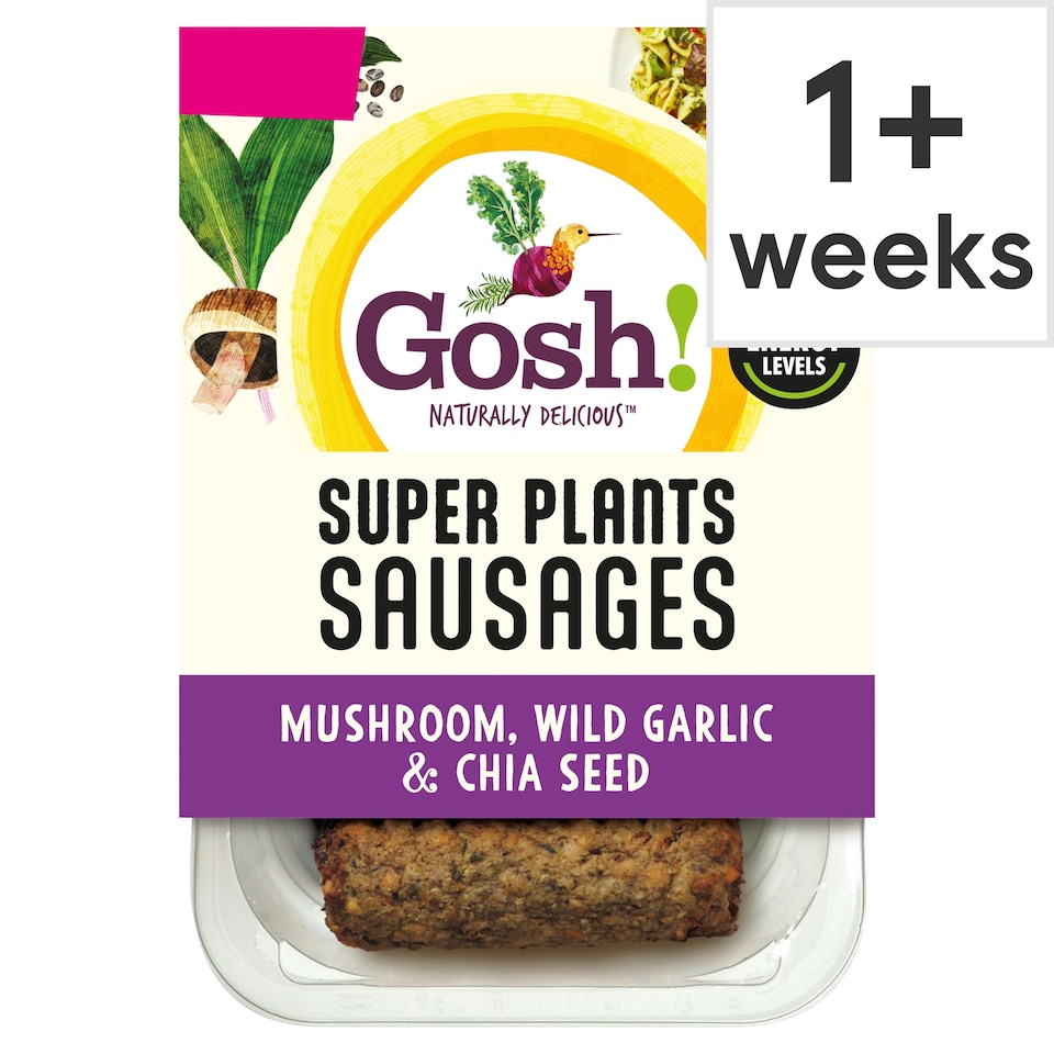 image 1 of Gosh! Super Plants Mushroom, Wild Garlic & Chia Seed Sausages 210g