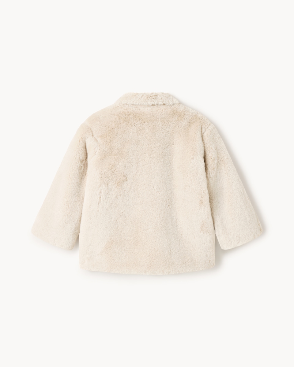 image 1 of F&F Girls Faux Fur Coat in Neutral