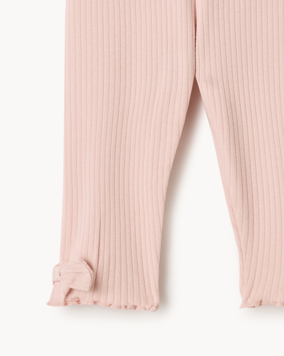 image 1 of F&F Baby 3-Pack Cotton Rich Ribbed Leggings in Pink