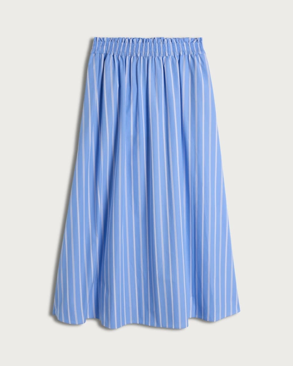 F&F Pure Cotton Poplin Stripe Co-ord Midi Skirt in Blue
