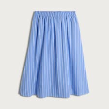F&F Pure Cotton Poplin Stripe Co-ord Midi Skirt in Blue