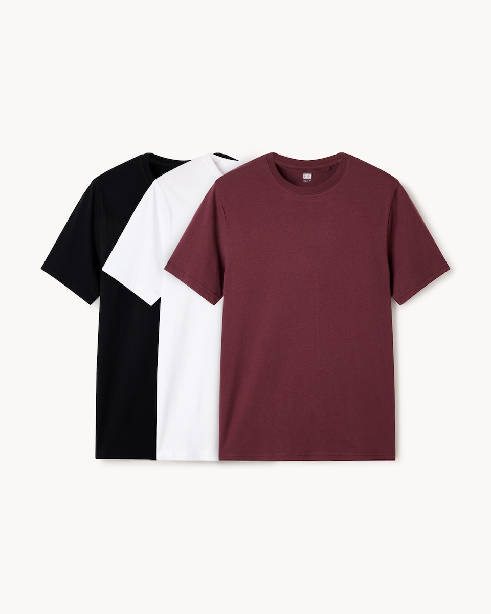 image 1 of F&F 3-Pack Cotton Rich Regular Fit T-Shirts in Multi White