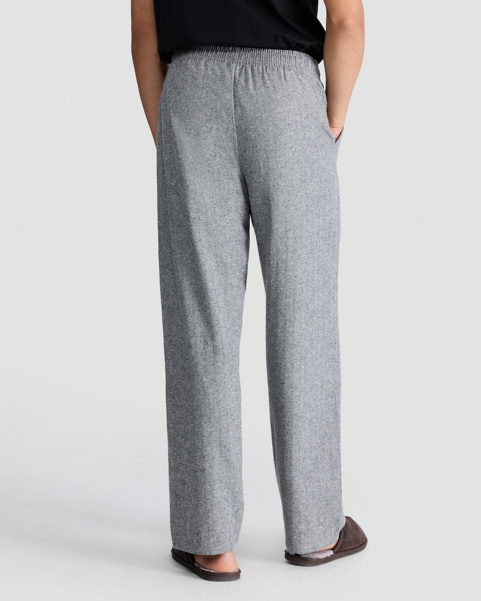 image 1 of F&F Pure Cotton Herringbone Drawstring Pyjama Bottoms in Grey