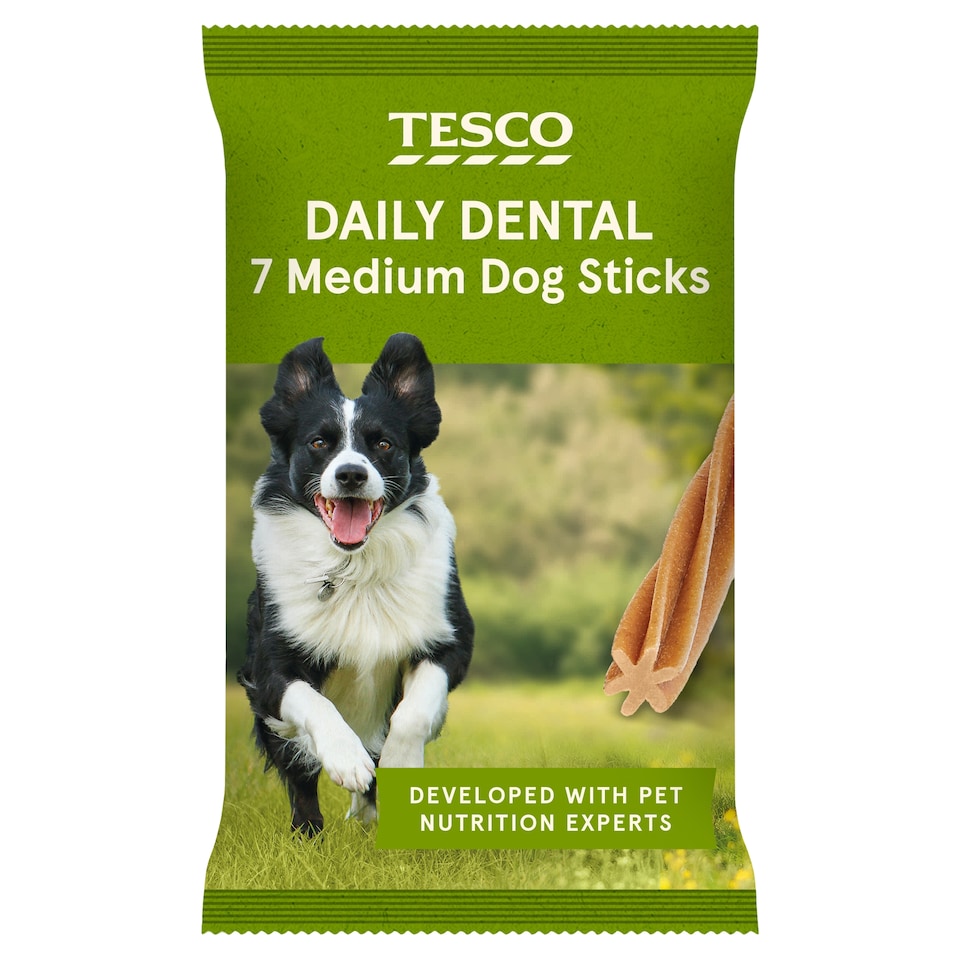 image 1 of Tesco Daily Dental Medium Dog Sticks 7 Pack 180g