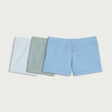 F&F Baby 3-Pack Cotton Rich Ribbed Shorts in Blue