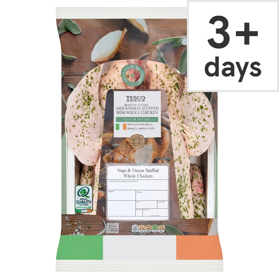 Tesco Sage And Onion Stuffed Chicken Cook In Bag1.5Kg
