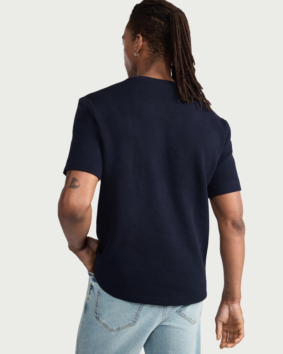 image 1 of F&F Textured Relaxed Fit T-Shirt in Navy