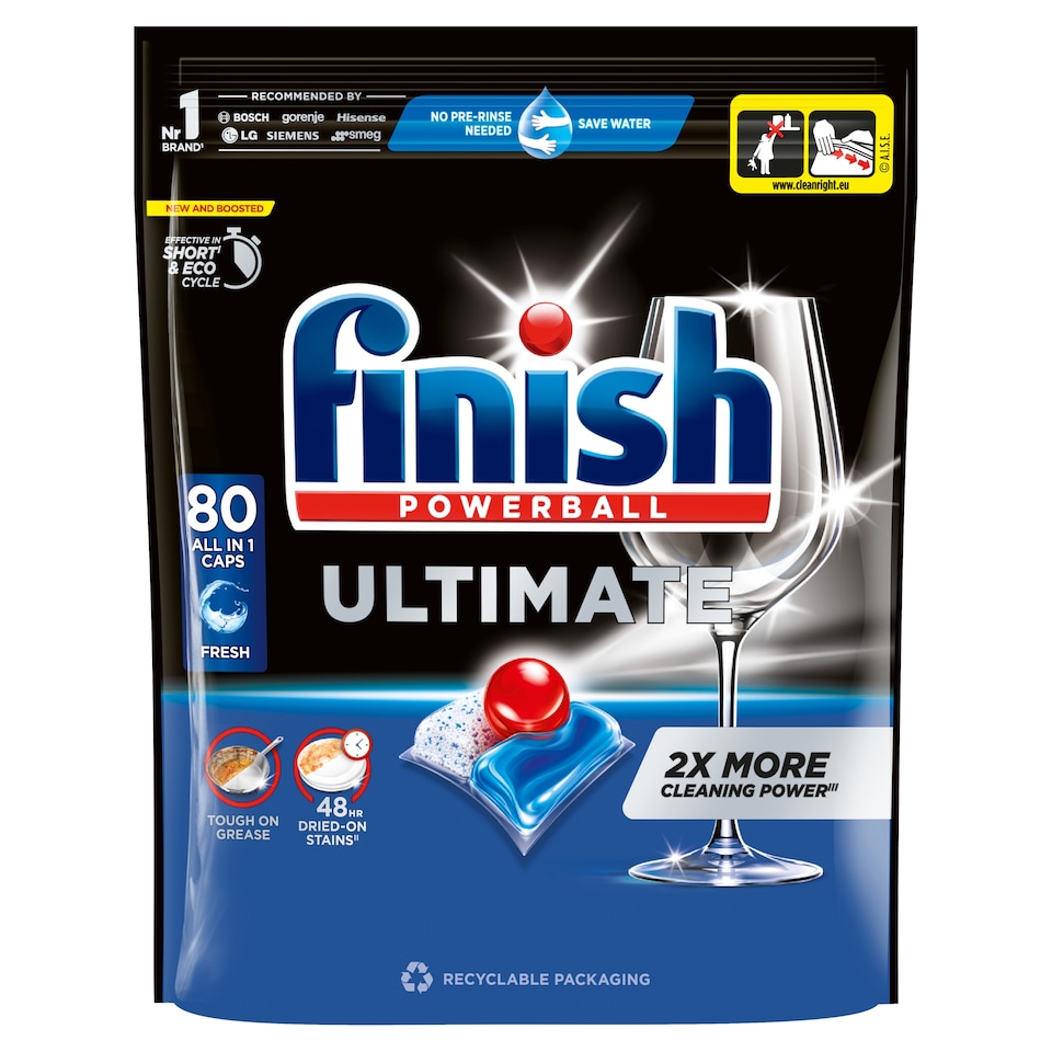 image 1 of Finish Powerball Ultimate All in 1 Fresh Dishwasher Capsules 80 pcs 1032 g