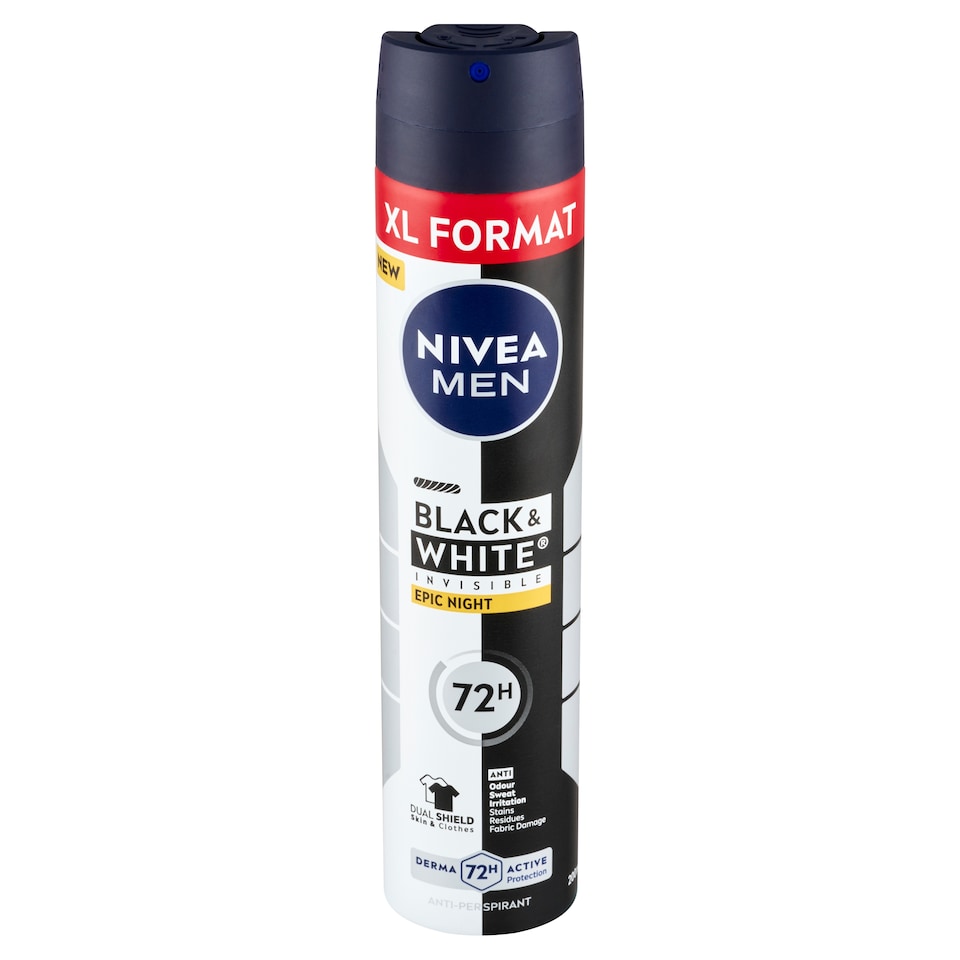 Obrázek 1 pro produkt Nivea Black & White Invisible Epic Night Sprej antiperspirant 200ml