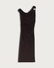 image 4 of F&F Satin Cowl Neck Metal Accent Midi Dress in Chocolate