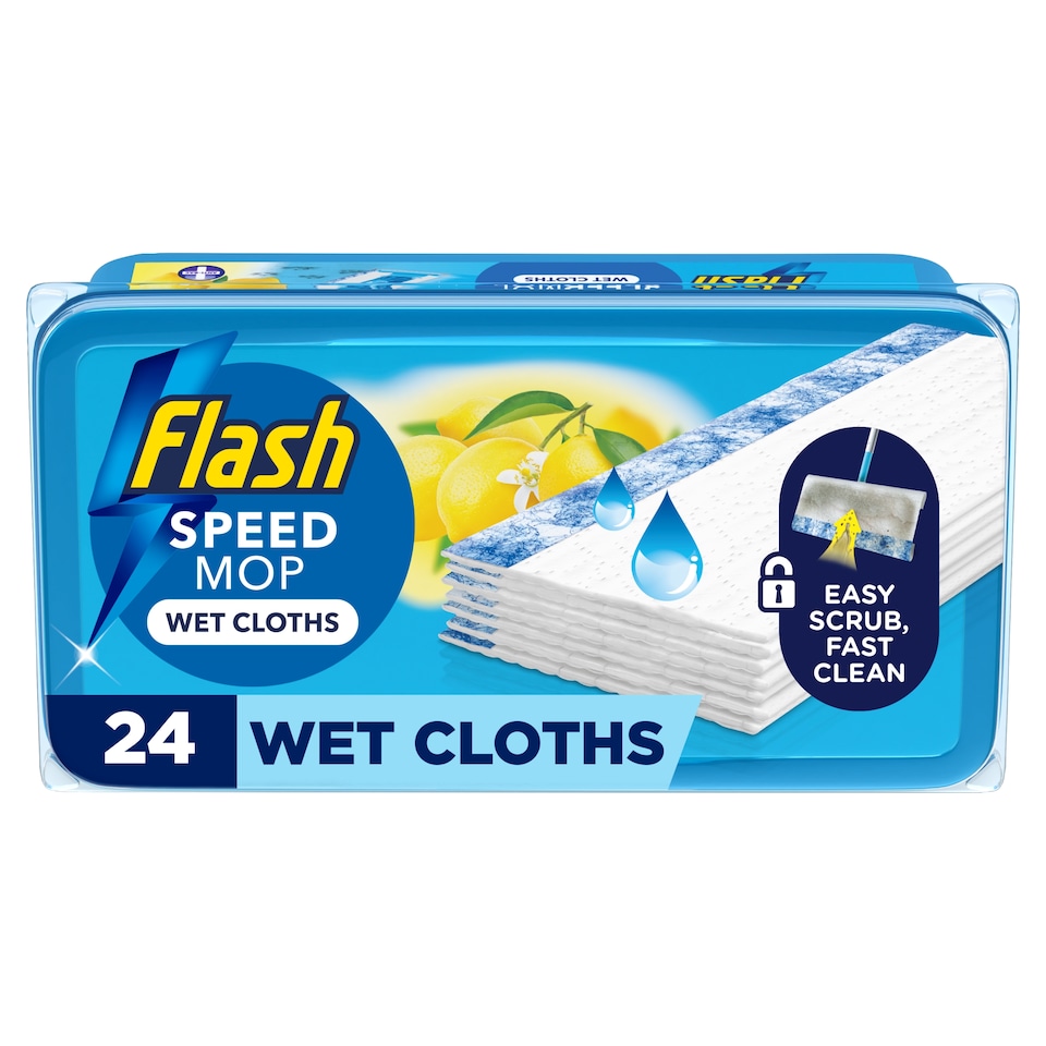 image 1 of Flash Speedmop Lemon Anti-Bac Wet Cloths Refill Pads 24 Pack