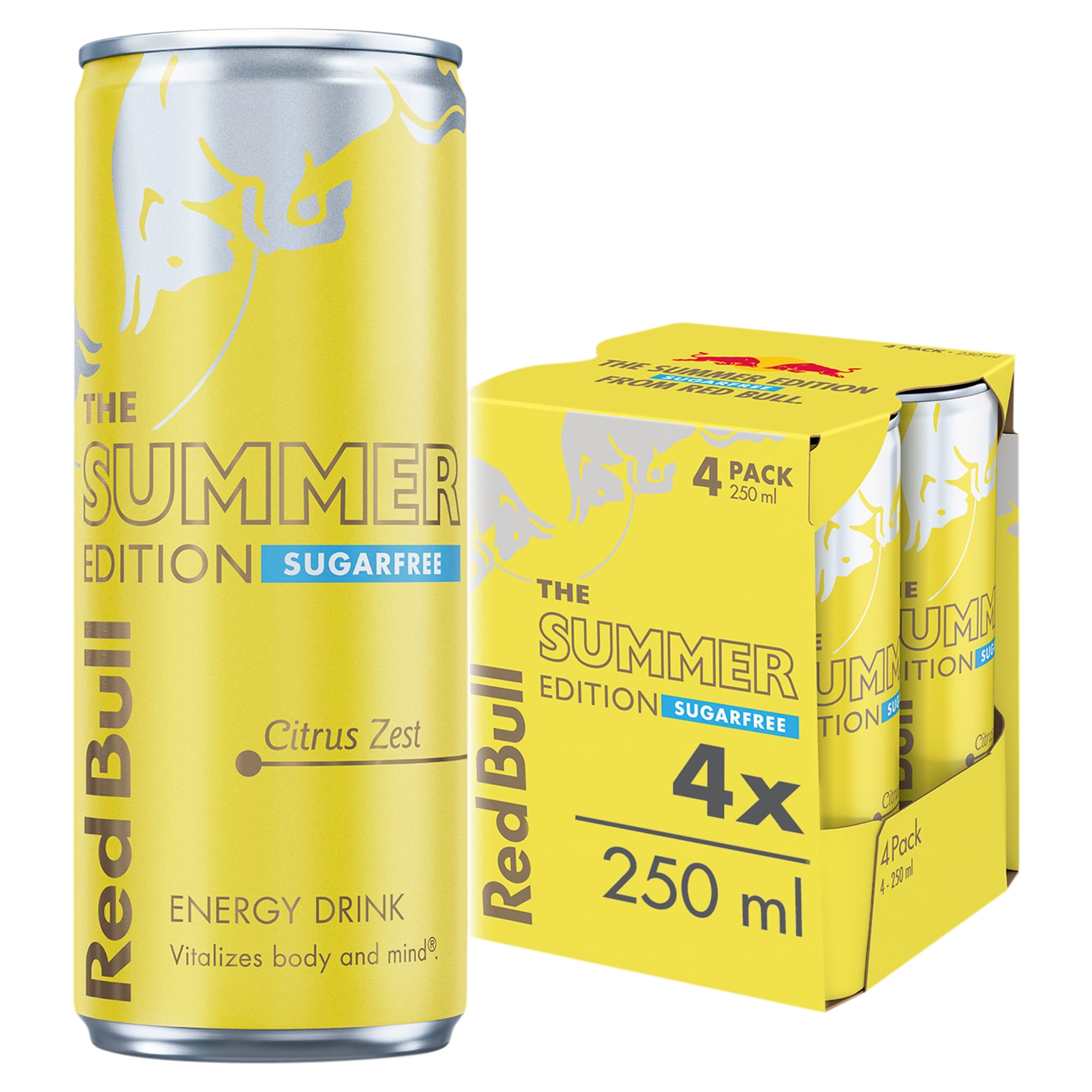 Red Bull The Summer Edition Sugar Free Citrus Zest Edition Energy Drink 4 x 250ml