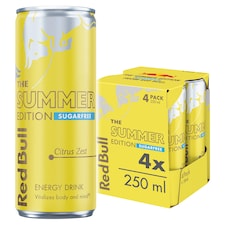 Red Bull The Summer Edition Sugar Free Citrus Zest Edition Energy Drink 4 x 250ml