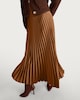 image 2 of The F&F Edit Satin Pleated Midi Skirt in Camel