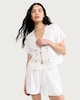 image 1 of The F&F Edit Pure Cotton Double Cloth Embroidered Tie Front Pyjama Top in White