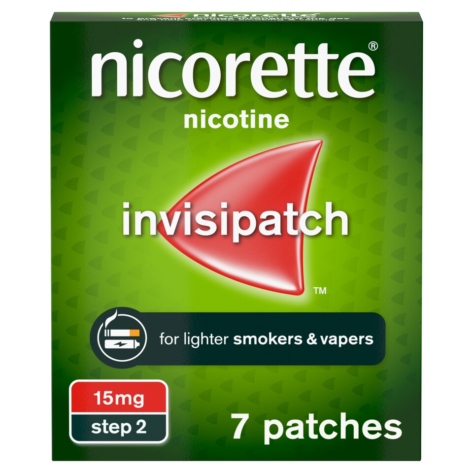 image 1 of Nicorette Step 2 Invisi 15mg Nicotine Patch Stop Smoking Aid 7 Patches