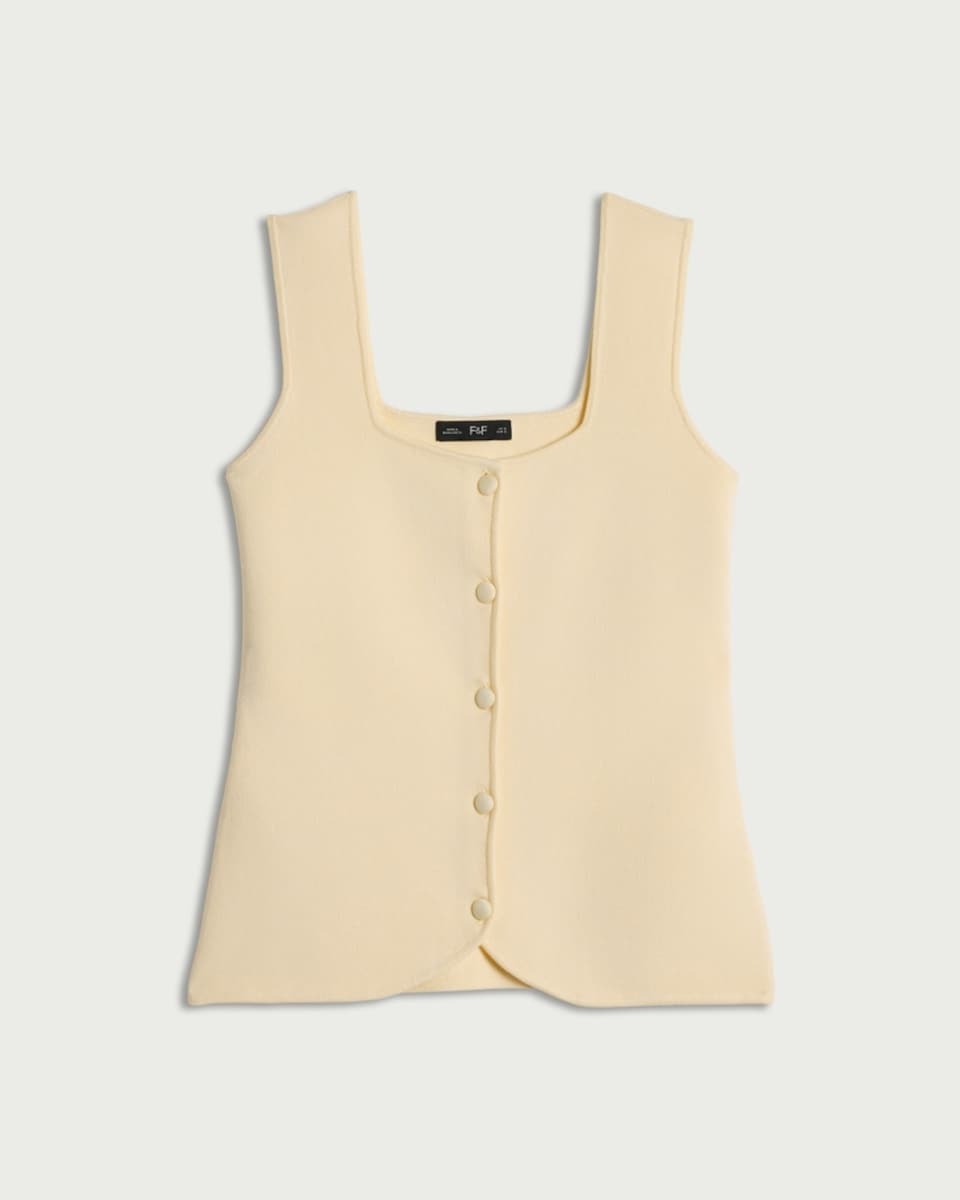 image 1 of F&F Button Front Waistcoat in Yellow