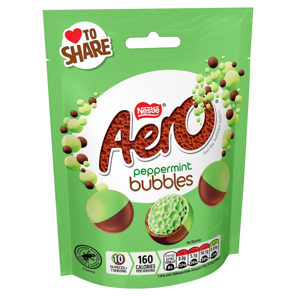 image 1 of Aero Bubbles Peppermint Mint Chocolate Sharing Bag 92g