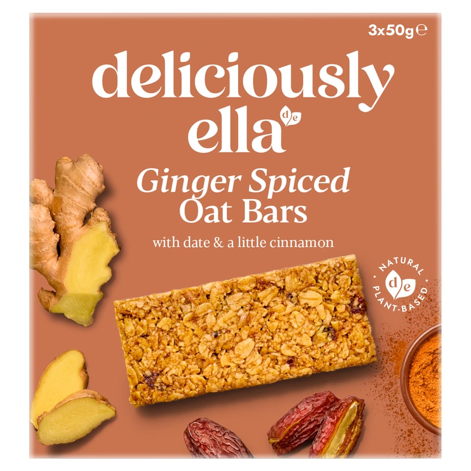 image 1 of Deliciously Ella Ginger Spiced Oat Bars 3x50g