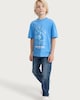 image 2 of F&F Boys Pure Cotton Printed Oversized Fit T-Shirt in Blue