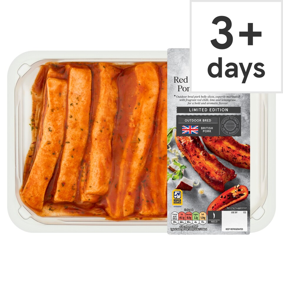 Tesco Finest Red Thai Style Pork Belly Slices 500g