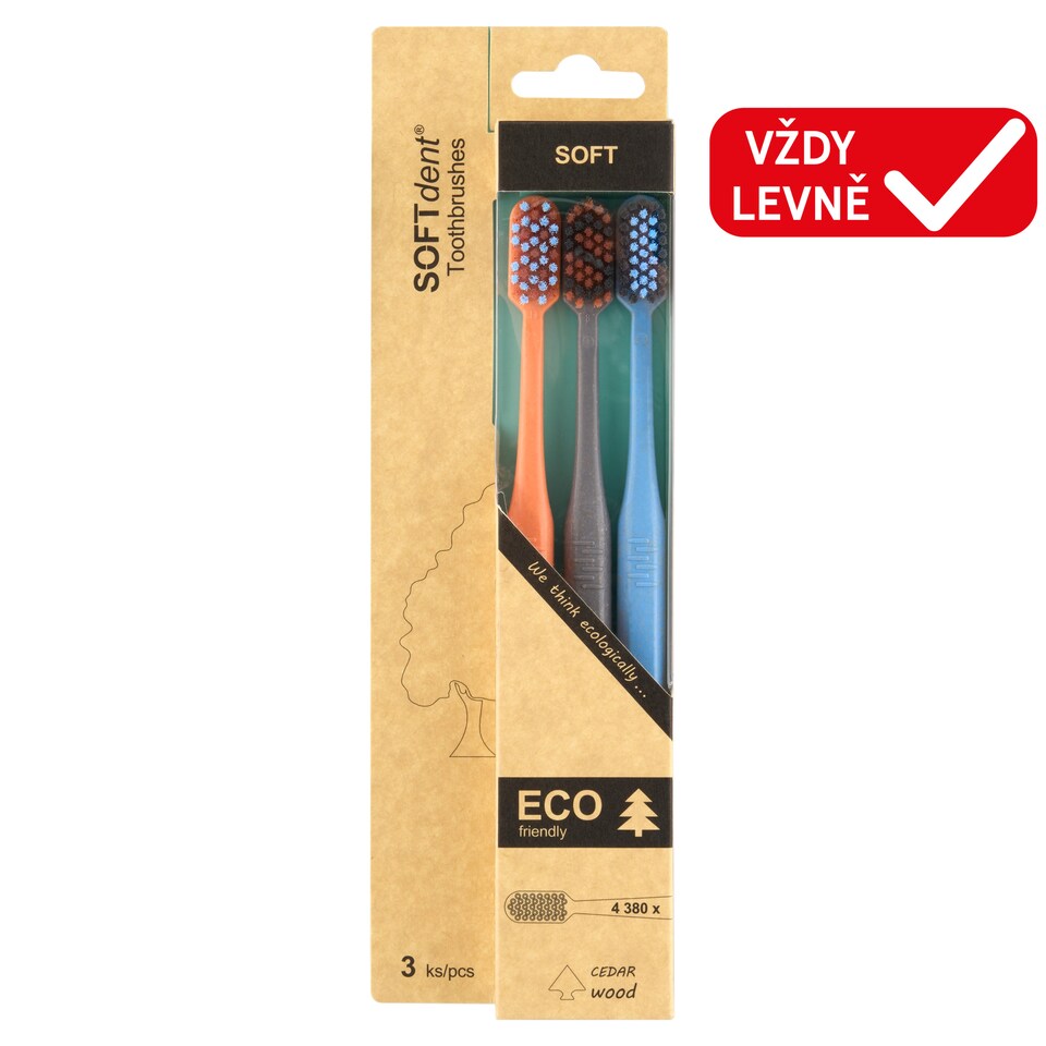 SOFTdent Eco Soft Toothbrushes 3 pcs