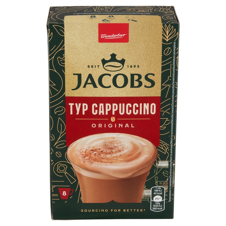 image 1 of Jacobs Cappuccino Instant Coffee Drink 8 x 11.6 g (92.8 g)
