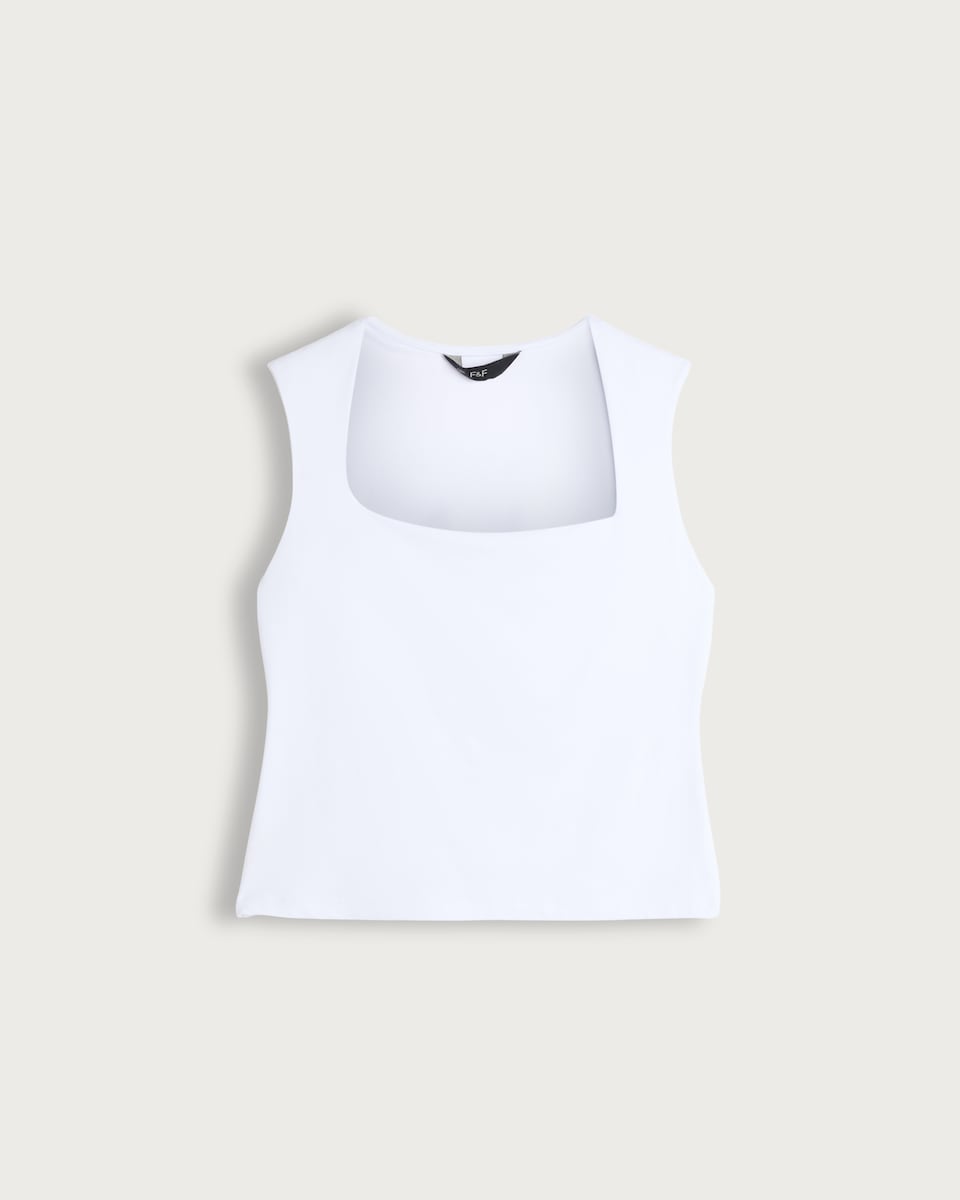 F&F Polyamide Square Neck Sleeveless Top in White