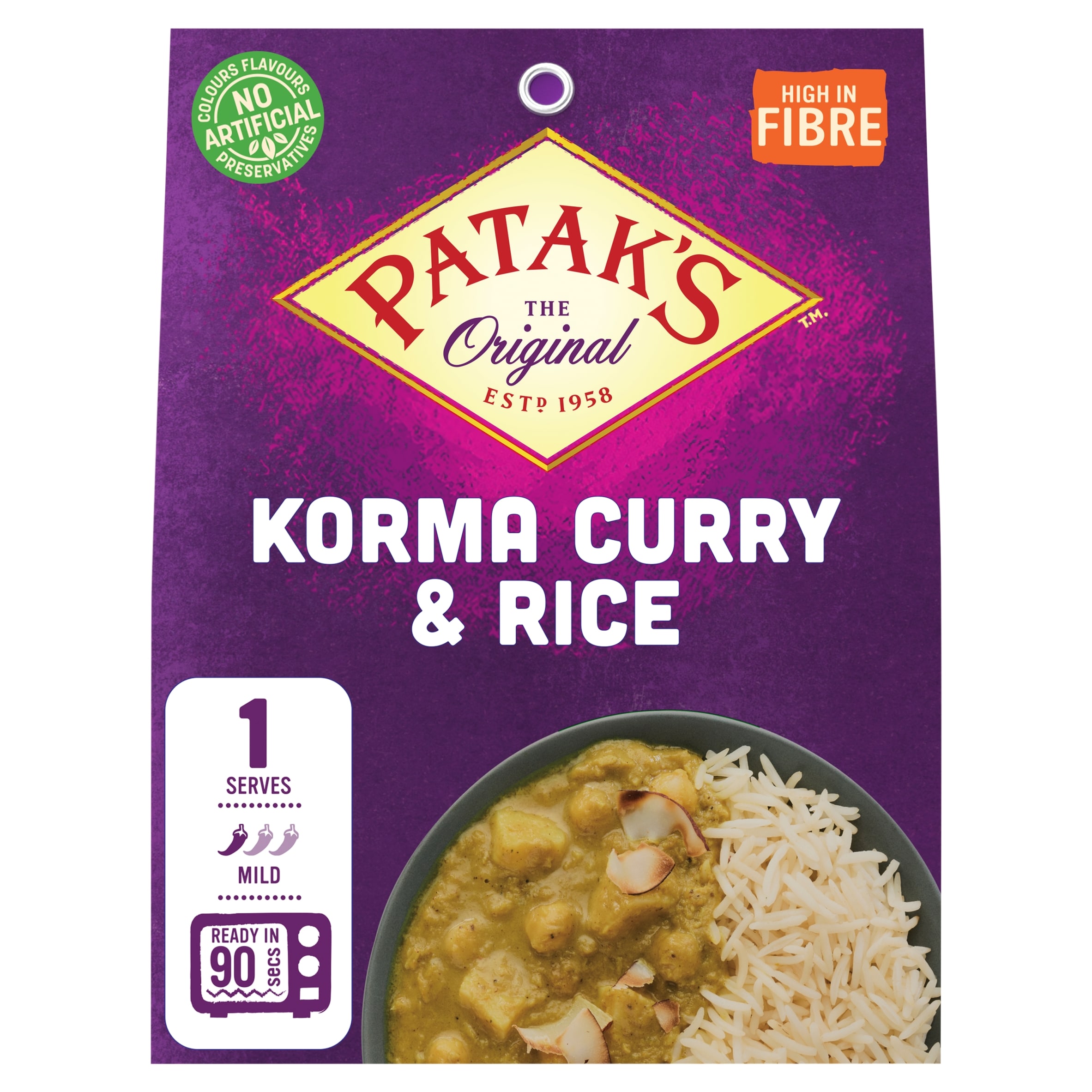Patak's Korma Curry & Rice Ready Meal Kit 250g