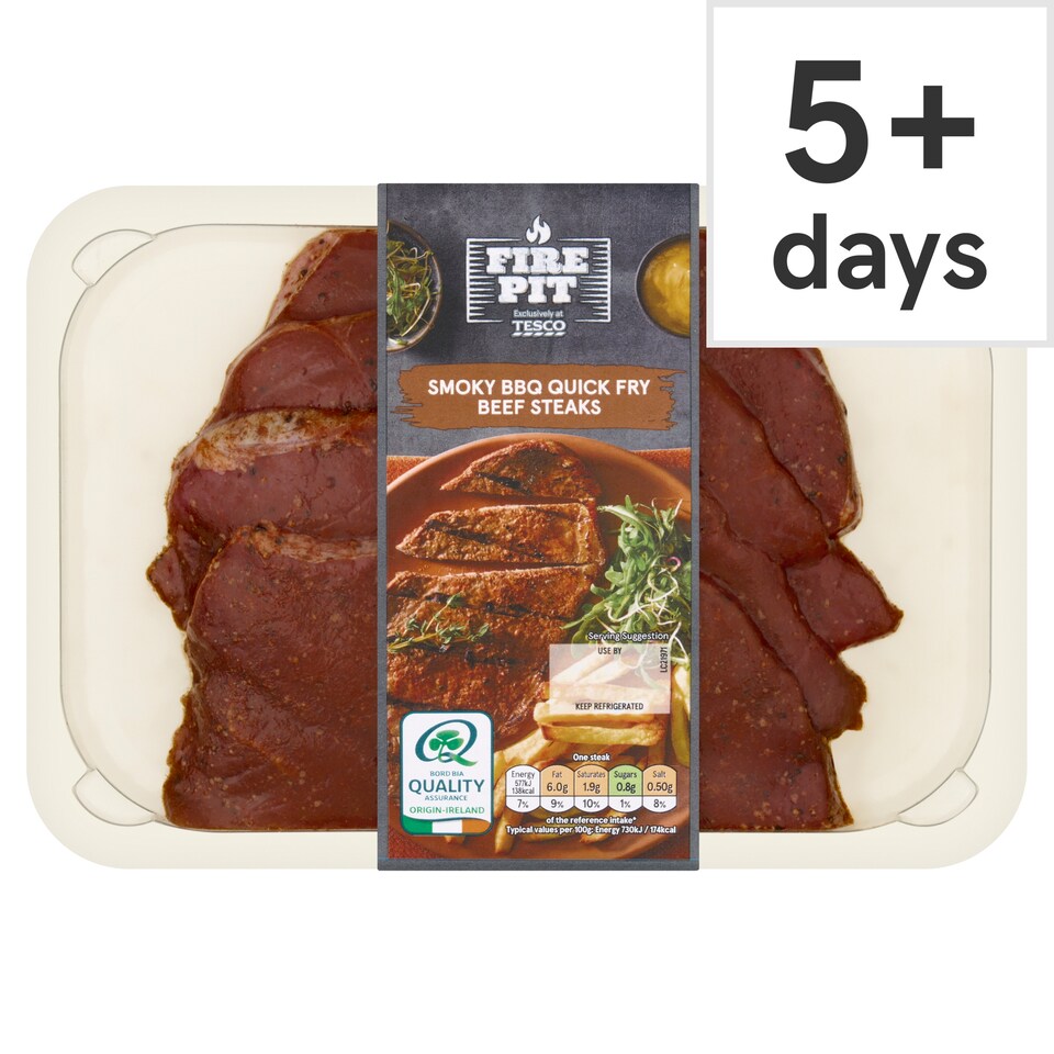 Tesco Fire Pit Smoky BBQ Quick Fry Beef Steak 360g