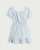 image 4 of F&F Girls Textured Floral Dress in Multi Blue