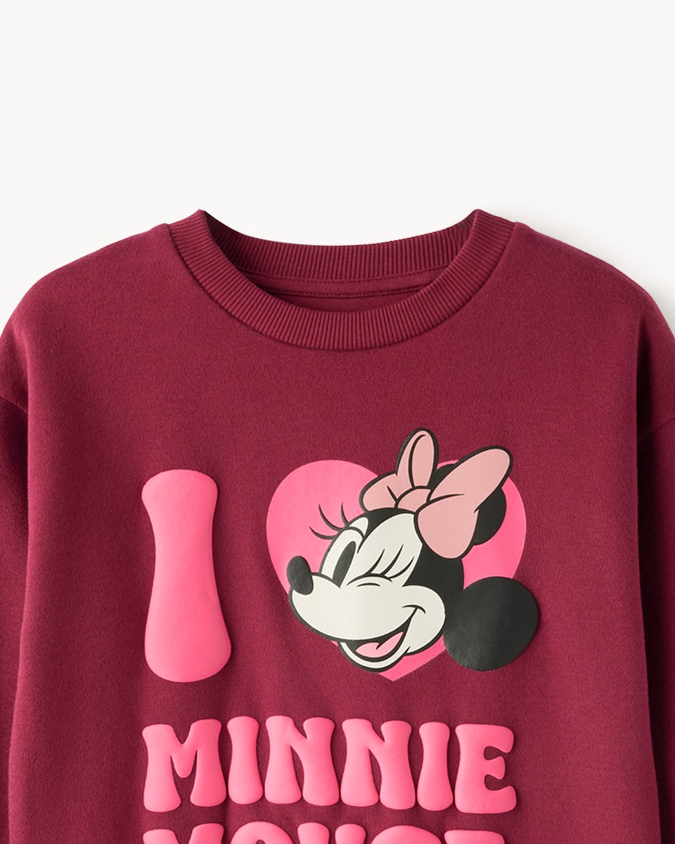 image 1 of Disney Minnie Mouse Cotton Rich Sweatshirt and Leggings Set in Burgundy