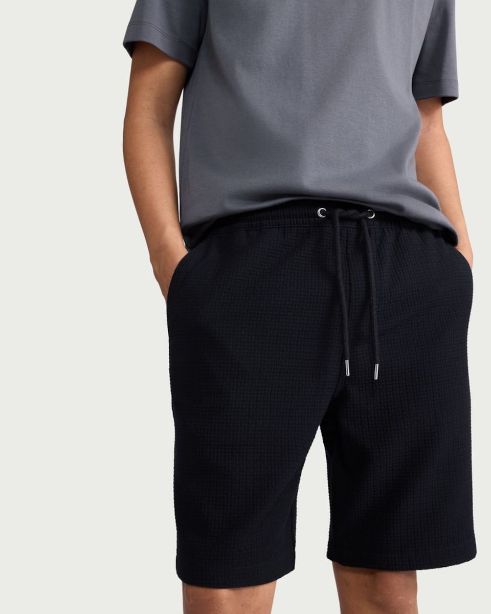 image 1 of F&F Textured Drawstring Shorts in Navy