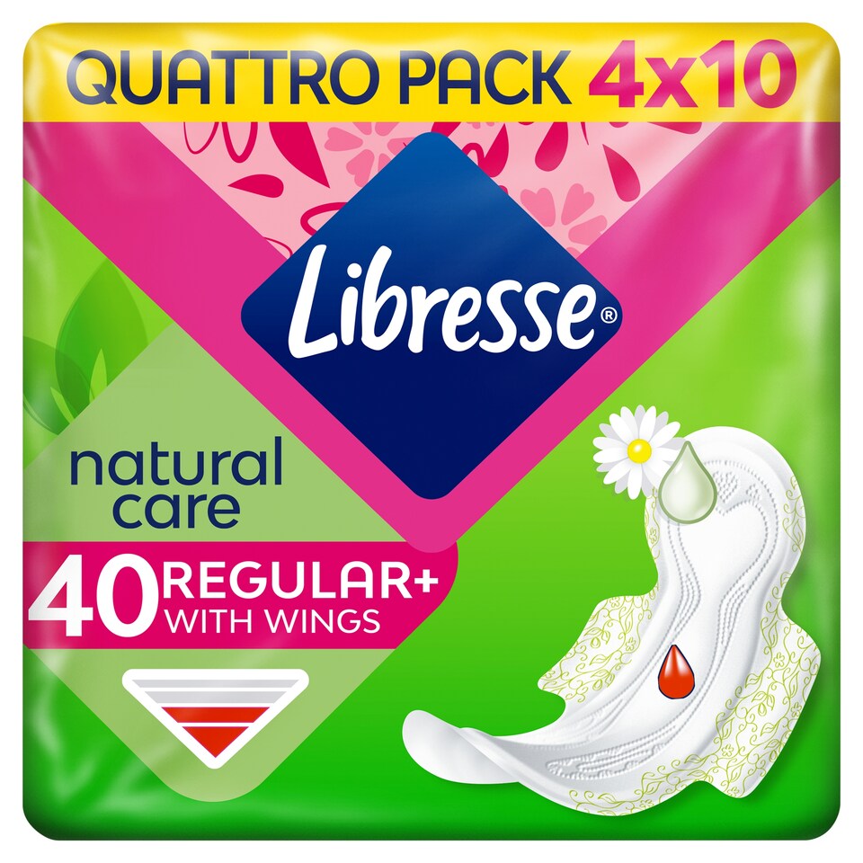 image 1 of Libresse Regular+ Natural Care Sanitary Pads with Wings 40 pcs